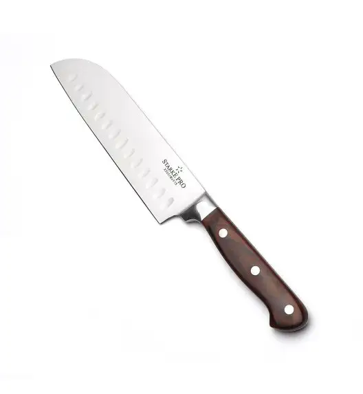 STARKE PRO SILVA Stalowy nóż japoński santoku / szefa kuchni 18 cm