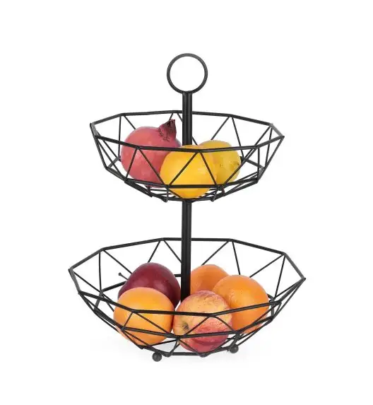 TADAR Dwupoziomowy koszyk na owoce / metalowy, czarny