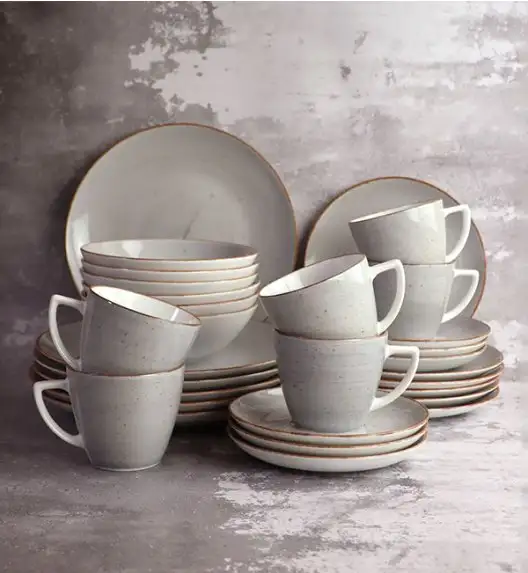 LUBIANA BOSS 6630Z Serwis obiadowo - kawowy 30 el / 6 osób / szary / porcelana ręcznie malowana