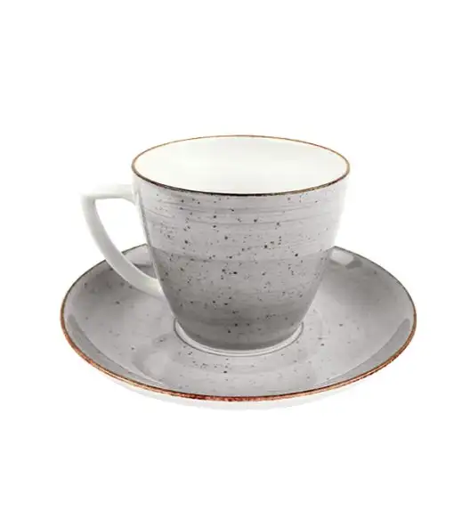 LUBIANA BOSS 6630Z Serwis obiadowo - kawowy 60 el / 12 osób / szary / porcelana ręcznie malowana