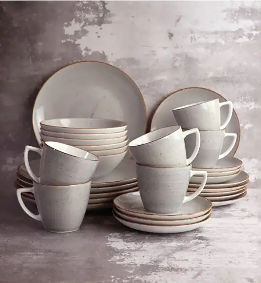 LUBIANA BOSS 6630Z Serwis obiadowo - kawowy 60 el / 12 osób / szary / porcelana ręcznie malowana