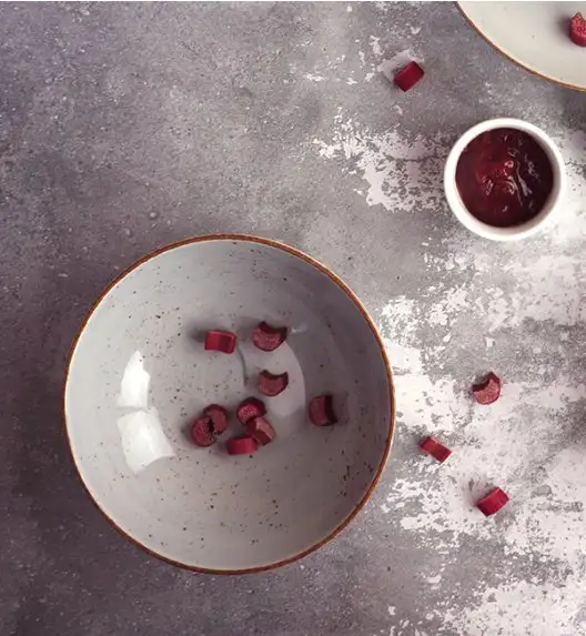 LUBIANA BOSS 6630Z Serwis obiadowo - kawowy 60 el / 12 osób / szary / porcelana ręcznie malowana