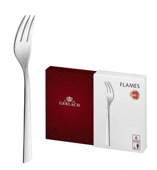 Gerlach Flames Sztućce Widelczyk do ciast 6 el pudełko / 6 osób / połysk