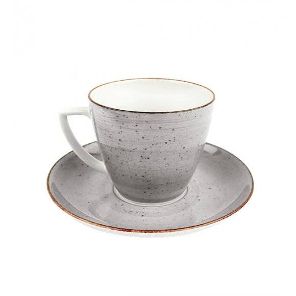 LUBIANA BOSS 6630Z Filiżanka 350 ml + spodek / szary / porcelana ręcznie malowana