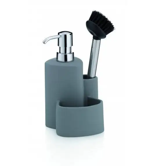 KELA PURANA Dozownik na płyn / mydło z miejscem na gąbkę + szczotka do naczyń 