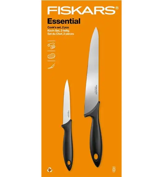 FISKARS ESSENTIAL Komplet 11 noży (kuchenne +Szefa+do obierania+do warzyw) w pudełku/ stal nierdzewna