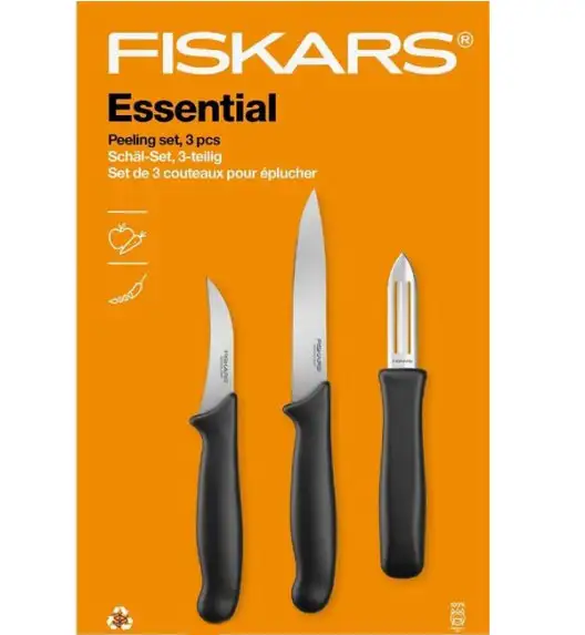 FISKARS ESSENTIAL Komplet 11 noży (kuchenne +Szefa+do obierania+do warzyw) w pudełku/ stal nierdzewna