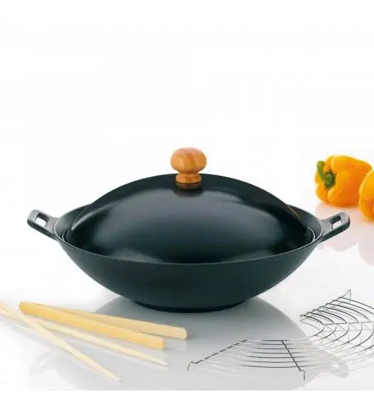 KELA Wok żeliwny z pokrywą ⌀ 36 cm / 5 elementów / żeliwo