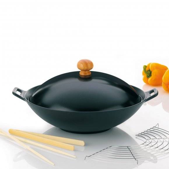 KELA Wok żeliwny z pokrywą ⌀ 36 cm / 5 elementów / żeliwo