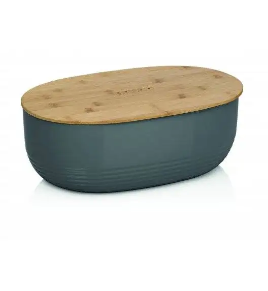 KELA NAMUR Chlebak z pokrywą 37,5 cm ciemnoszary / tworzywo + drewno bambusowe