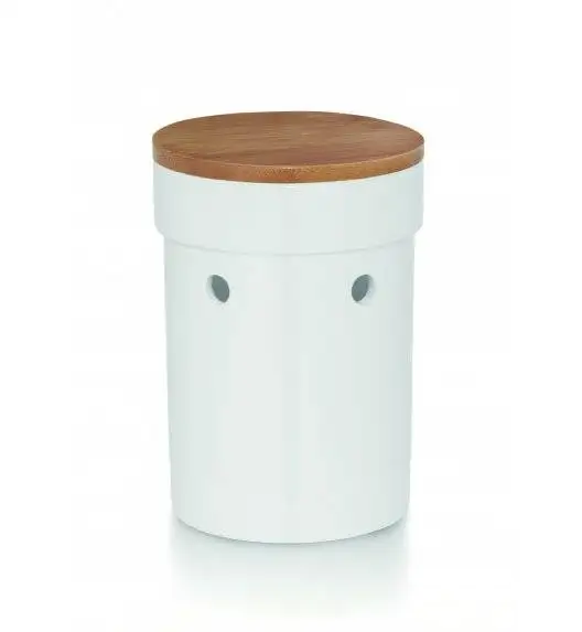 KELA SALENA Pojemnik na czosnek z bambusową pokrywką ⌀ 12 cm / ceramika