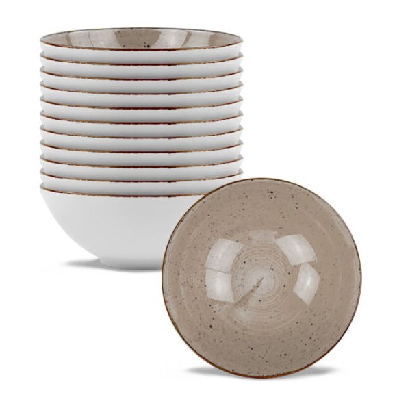 LUBIANA BOSS 6630T 12 x Salaterka 15 cm / brązowa / porcelana ręcznie malowana