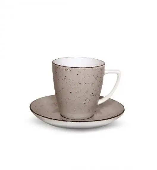 LUBIANA BOSS 6630T Filiżanka 200 ml + spodek / brązowa / porcelana ręcznie malowana