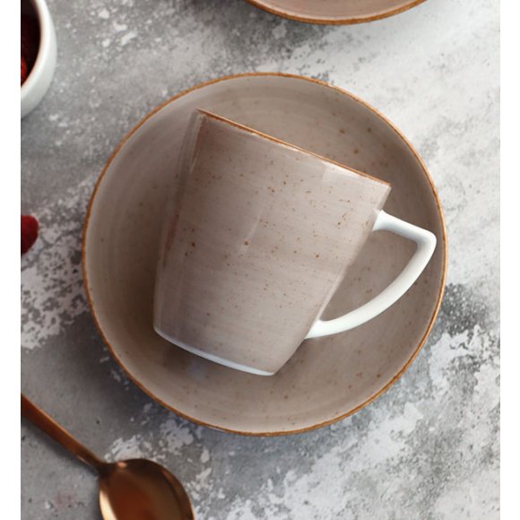 LUBIANA BOSS 6630T Filiżanka 200 ml + spodek / brązowa / porcelana ręcznie malowana