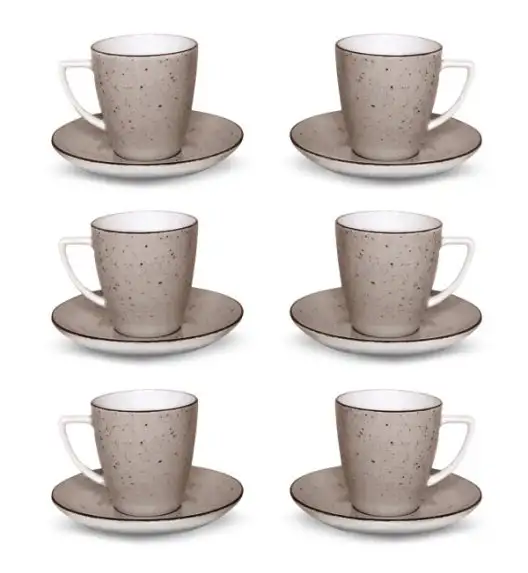 LUBIANA BOSS 6630T Komplet Filiżanka 200 ml + spodek / 6 os / 12 el / brązowa / porcelana ręcznie malowana
