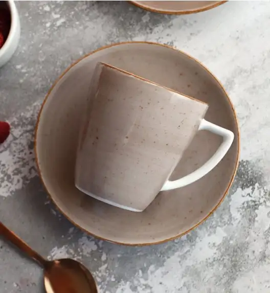 LUBIANA BOSS 6630T Komplet Filiżanka 200 ml + spodek / 6 os / 12 el / brązowa / porcelana ręcznie malowana