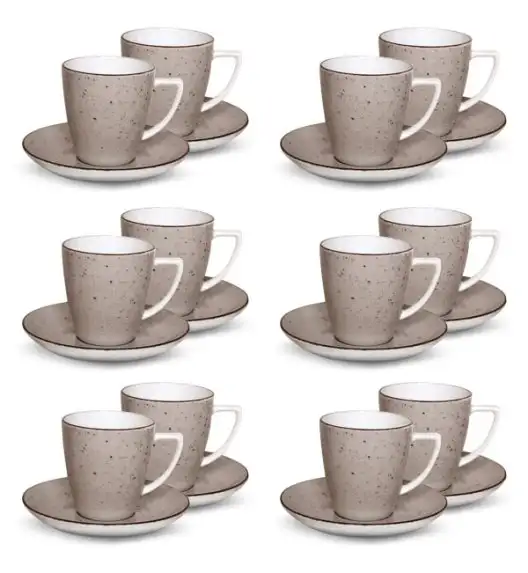 LUBIANA BOSS 6630T Komplet Filiżanka 200 ml + spodek / 12 os / 24 el / brązowa / porcelana ręcznie malowana