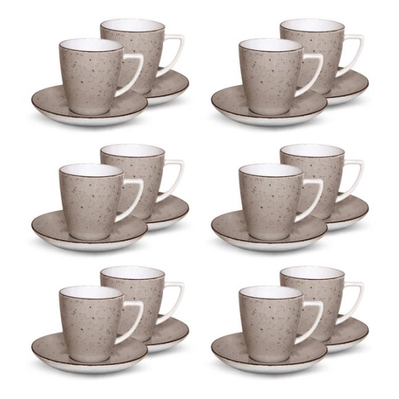 LUBIANA BOSS 6630T Komplet Filiżanka 200 ml + spodek / 12 os / 24 el / brązowa / porcelana ręcznie malowana