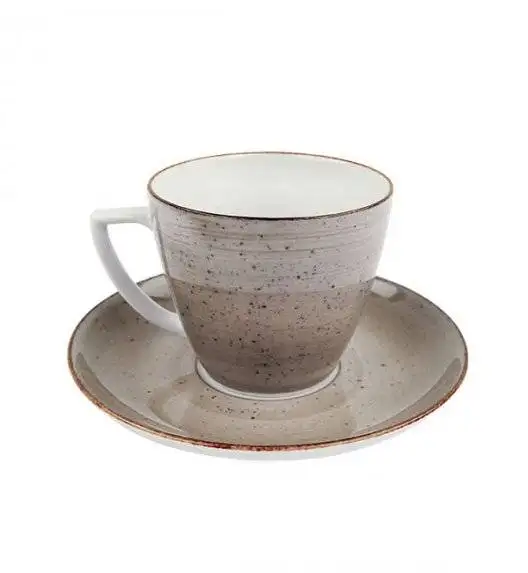 LUBIANA BOSS 6630T Filiżanka 350 ml + spodek / brązowa / porcelana ręcznie malowana