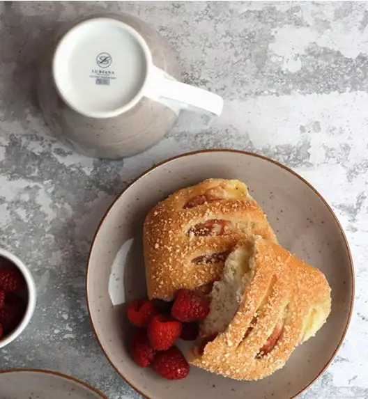 LUBIANA BOSS 6630T Filiżanka 350 ml + spodek / brązowa / porcelana ręcznie malowana