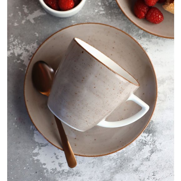 LUBIANA BOSS 6630T Filiżanka 350 ml + spodek / brązowa / porcelana ręcznie malowana