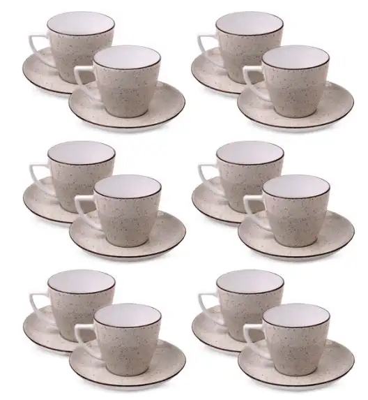 LUBIANA BOSS 6630T Komplet Filiżanka 350 ml + spodek / 12 os / 24 el / brązowa / porcelana ręcznie malowana