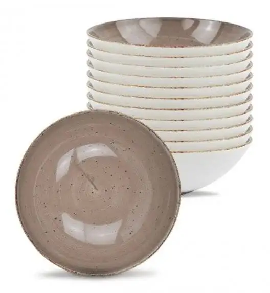 LUBIANA BOSS 6630T Komplet Talerze głębokie 18 cm / 12 os / 12 el / brązowy / porcelana ręcznie malowana