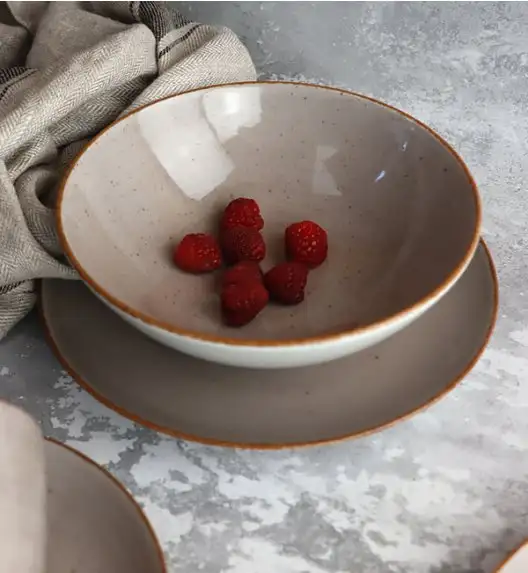 LUBIANA BOSS 6630T Serwis obiadowo - kawowy 120 el / 24 osoby / brązowy / porcelana ręcznie malowana