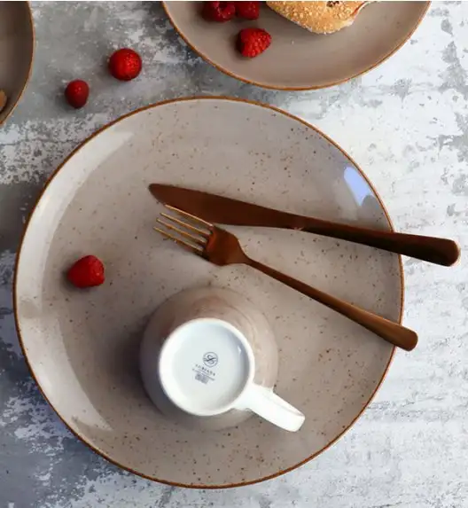 LUBIANA BOSS 6630T Serwis obiadowo - kawowy 120 el / 24 osoby / brązowy / porcelana ręcznie malowana