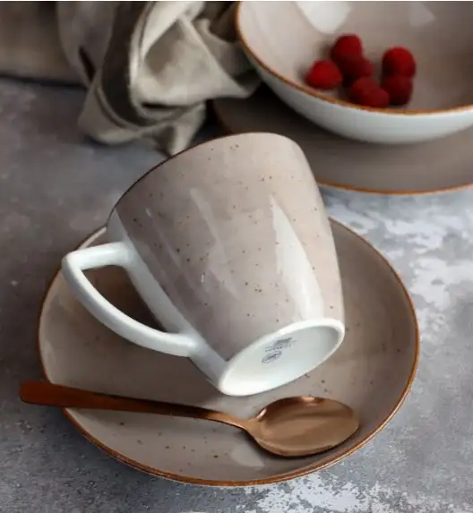 LUBIANA BOSS 6630T Serwis obiadowo - kawowy 120 el / 24 osoby / brązowy / porcelana ręcznie malowana