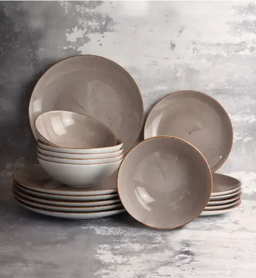 LUBIANA BOSS 6630T Serwis obiadowy 36 el / 12 osób / brązowy / porcelana ręcznie malowana