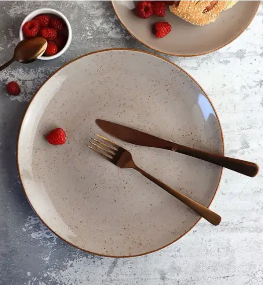 LUBIANA BOSS 6630T Serwis obiadowy 36 el / 12 osób / brązowy / porcelana ręcznie malowana