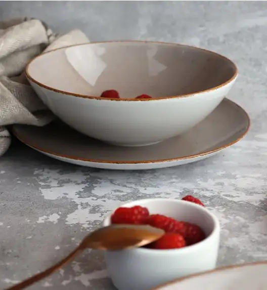 LUBIANA BOSS 6630T Serwis obiadowy 36 el / 12 osób / brązowy / porcelana ręcznie malowana