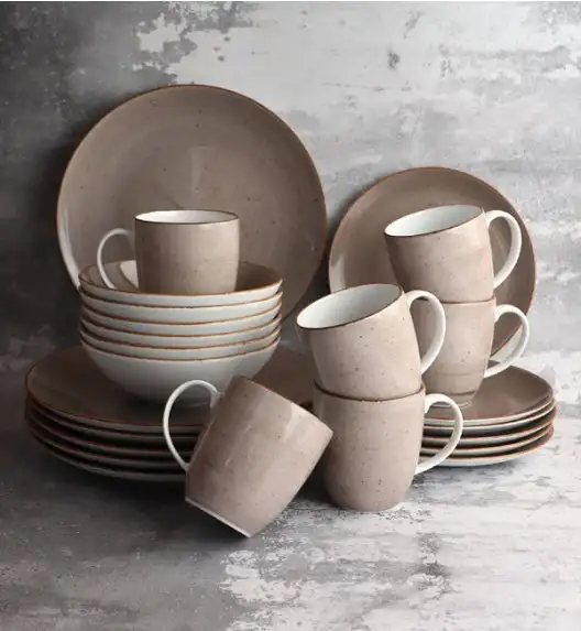 LUBIANA BOSS 6630T Serwis obiadowy 24 el / 6 osób / brązowy / porcelana ręcznie malowana