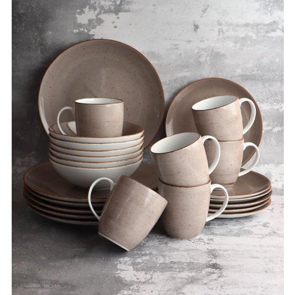 LUBIANA BOSS 6630T Serwis obiadowy 48 el / 12 osób / brązowy / porcelana ręcznie malowana