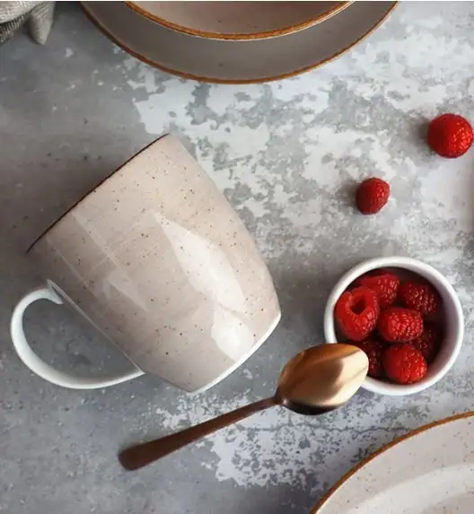 LUBIANA BOSS 6630T Serwis obiadowy 48 el / 12 osób / brązowy / porcelana ręcznie malowana