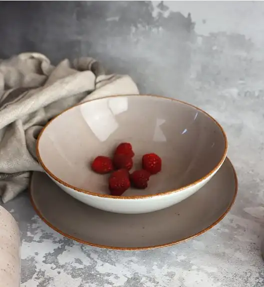 LUBIANA BOSS 6630T Serwis obiadowy 48 el / 12 osób / brązowy / porcelana ręcznie malowana