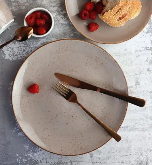 LUBIANA BOSS 6630T Serwis obiadowy 48 el / 12 osób / brązowy / porcelana ręcznie malowana