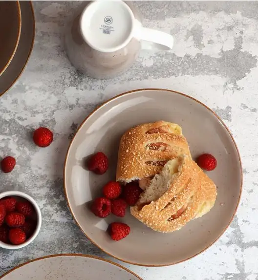 LUBIANA BOSS 6630T Serwis obiadowy 48 el / 12 osób / brązowy / porcelana ręcznie malowana