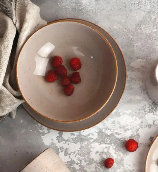 LUBIANA BOSS 6630T Serwis obiadowy 48 el / 12 osób / brązowy / porcelana ręcznie malowana