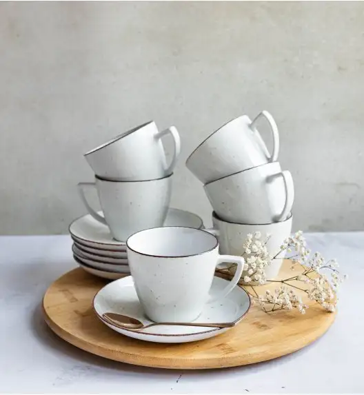 LUBIANA BOSS 6630U Komplet Filiżanka 200 ml + spodek / 6 os / 12 el / budyniowy / porcelana ręcznie malowana