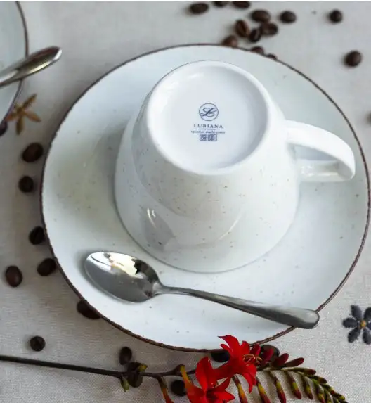 LUBIANA BOSS 6630U Filiżanka 350 ml + spodek / budyniowy / porcelana ręcznie malowana