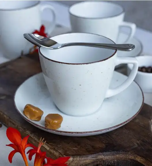 LUBIANA BOSS 6630U Filiżanka 350 ml + spodek / budyniowy / porcelana ręcznie malowana