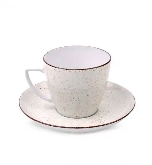 LUBIANA BOSS 6630U Filiżanka 350 ml + spodek / budyniowy / porcelana ręcznie malowana