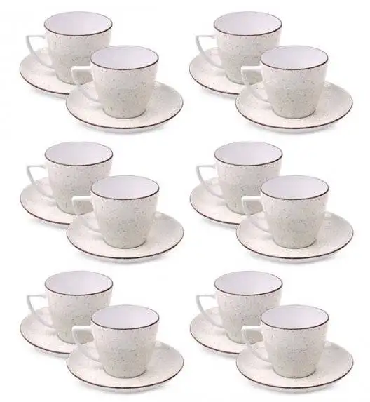 LUBIANA BOSS 6630U Komplet Filiżanka 350 ml + spodek / 12 os / 24 el / budyniowy / porcelana ręcznie malowana