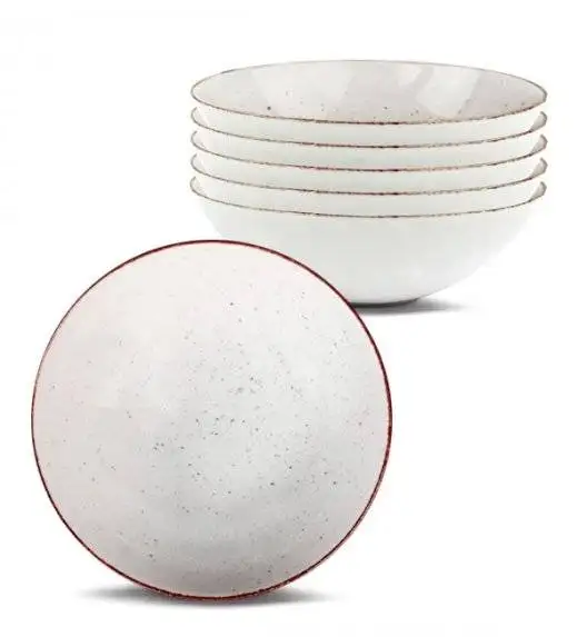 LUBIANA BOSS 6630U Komplet Talerze głębokie 18 cm / 6 os / 6 el / budyniowy / porcelana ręcznie malowana