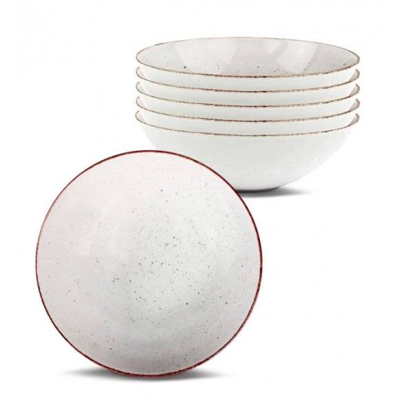 LUBIANA BOSS 6630U Komplet Talerze głębokie 18 cm / 6 os / 6 el / budyniowy / porcelana ręcznie malowana