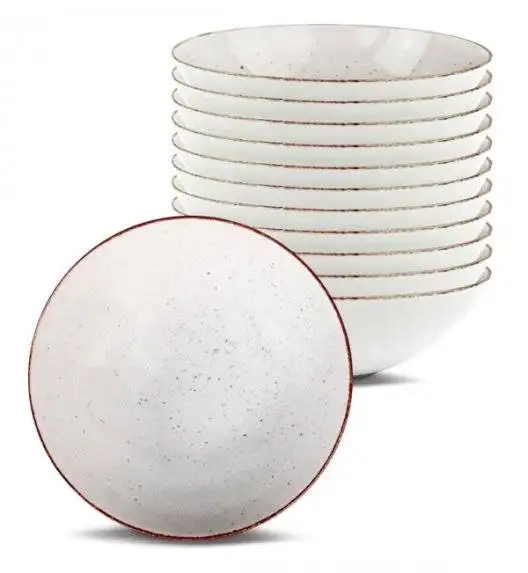 LUBIANA BOSS 6630U Komplet Talerze głębokie 18 cm / 12 os / 12 el / budyniowy / porcelana ręcznie malowana