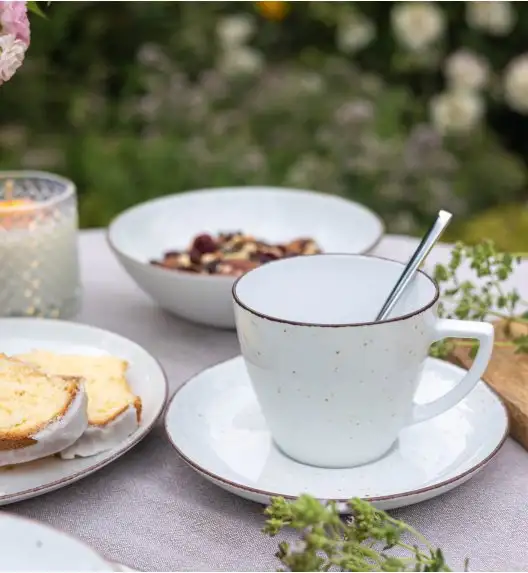 LUBIANA BOSS 6630U Serwis obiadowo - kawowy 120 el / 24 osoby / budyniowy / porcelana ręcznie malowana