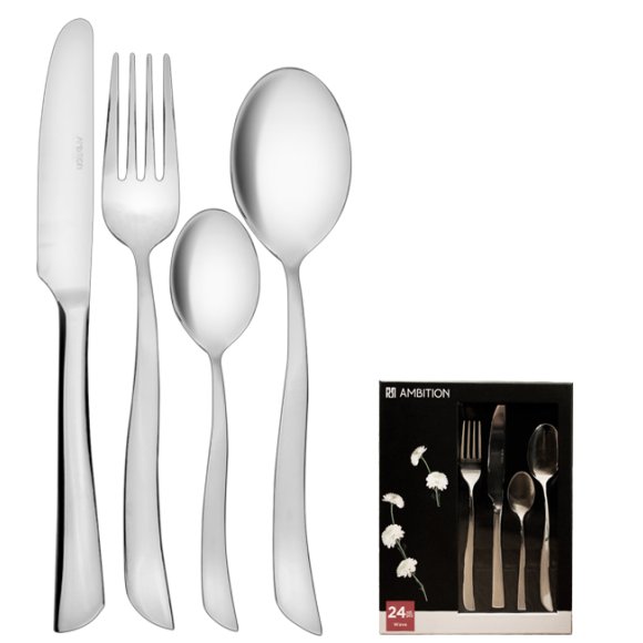 AMBITION WAVE Sztućce Komplet 24 el pudełko / połysk / 6 os / 29880